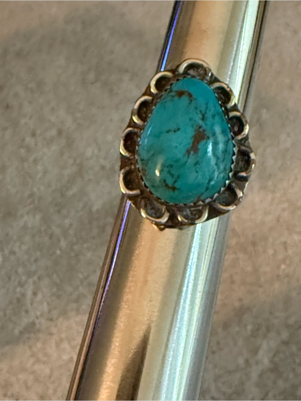 Vintage Native American Sterling Silver 925 Turquoise Ring Size 6.25